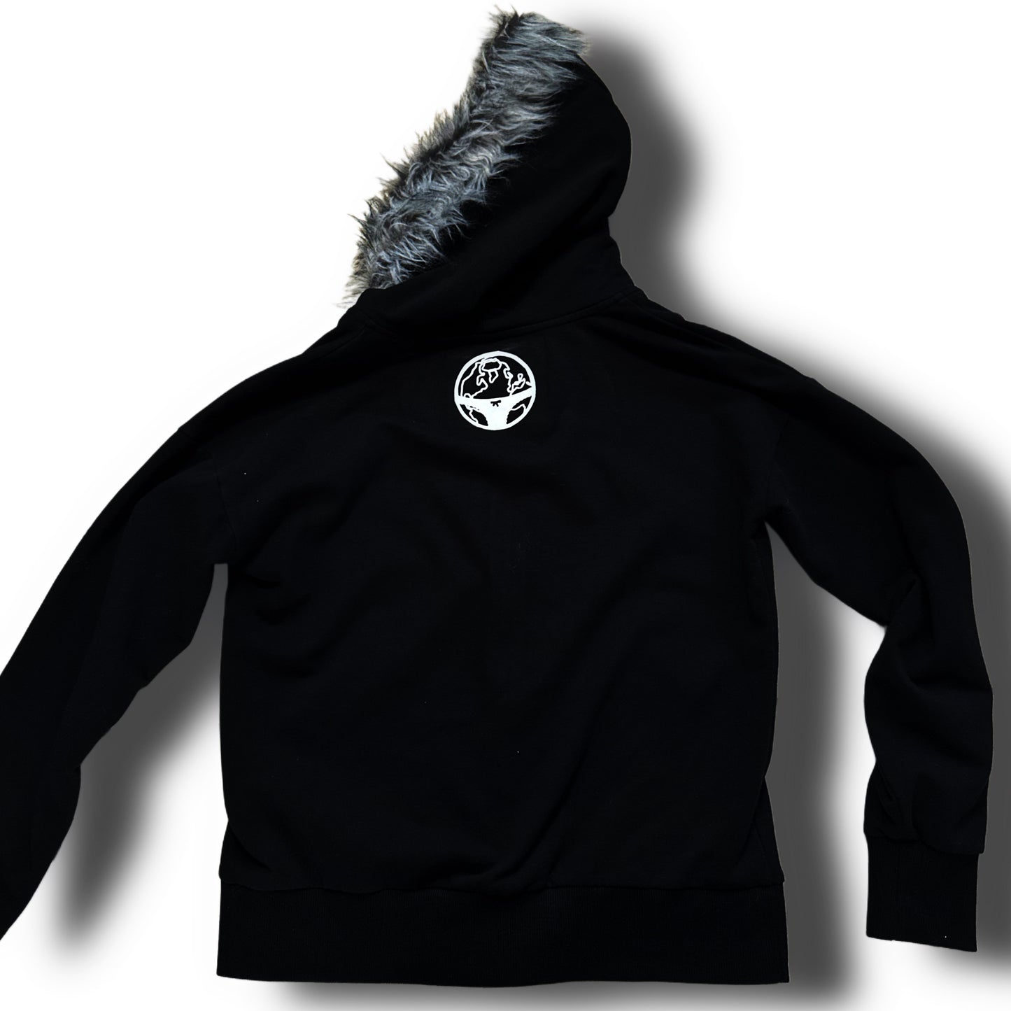 Black “Fuck Fake Love” Fur Hoodie (S)