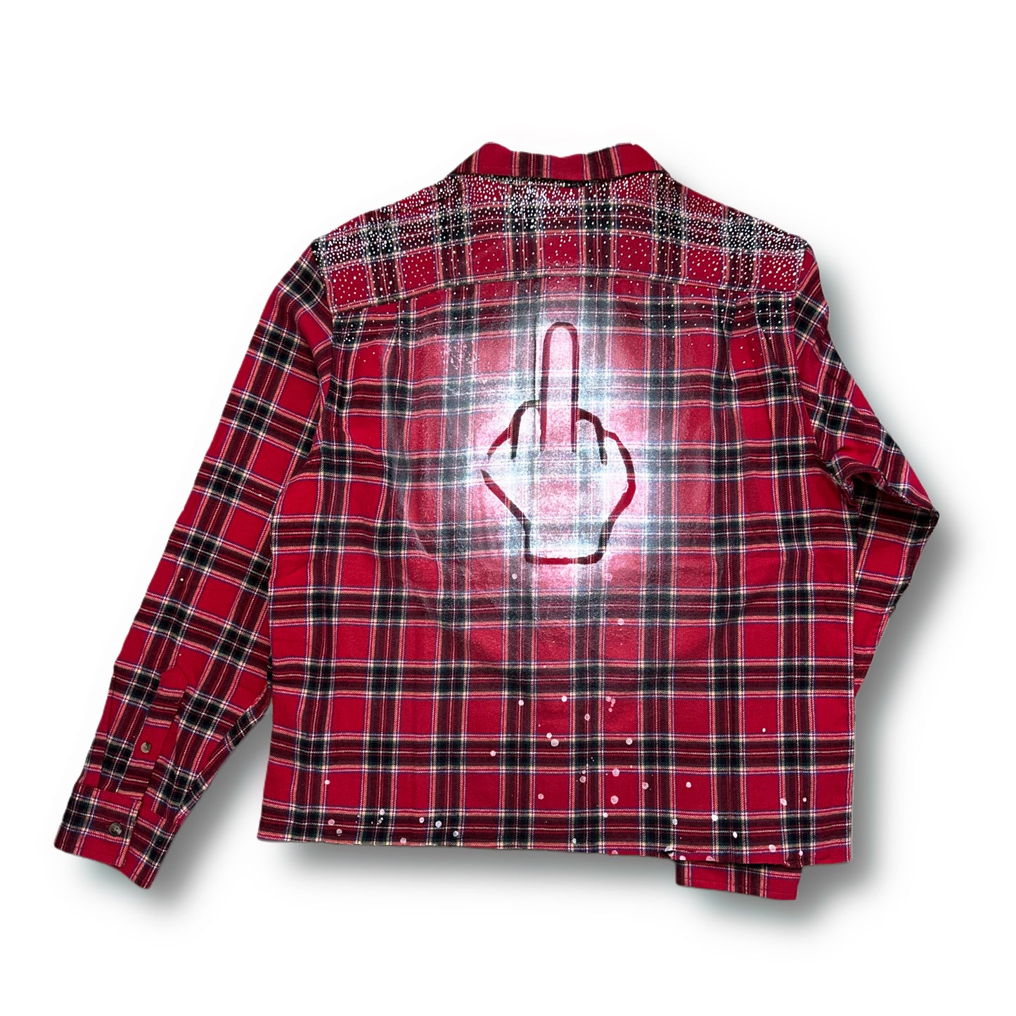 Red “Fuck You” Rhinestone Flannel (L)