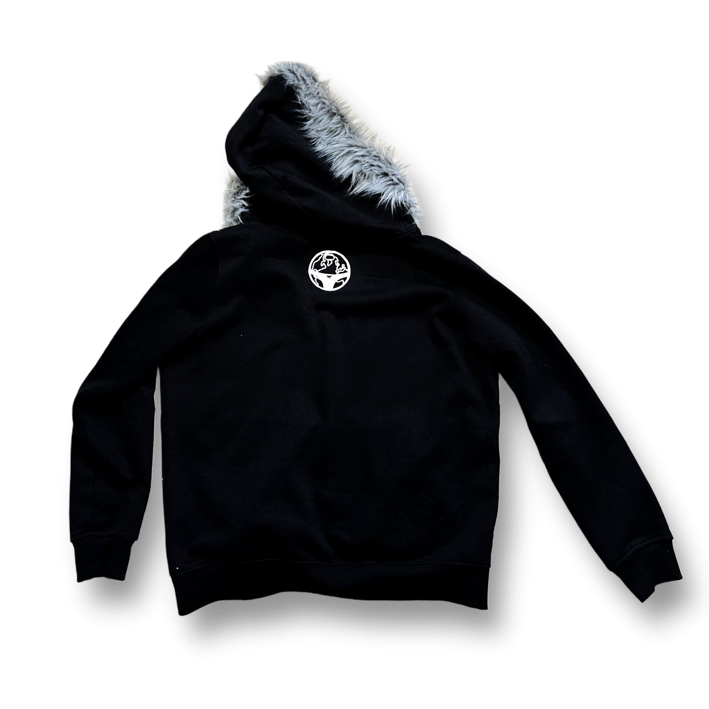 Black “Fuck Fake Love” Fur Hoodie (M)