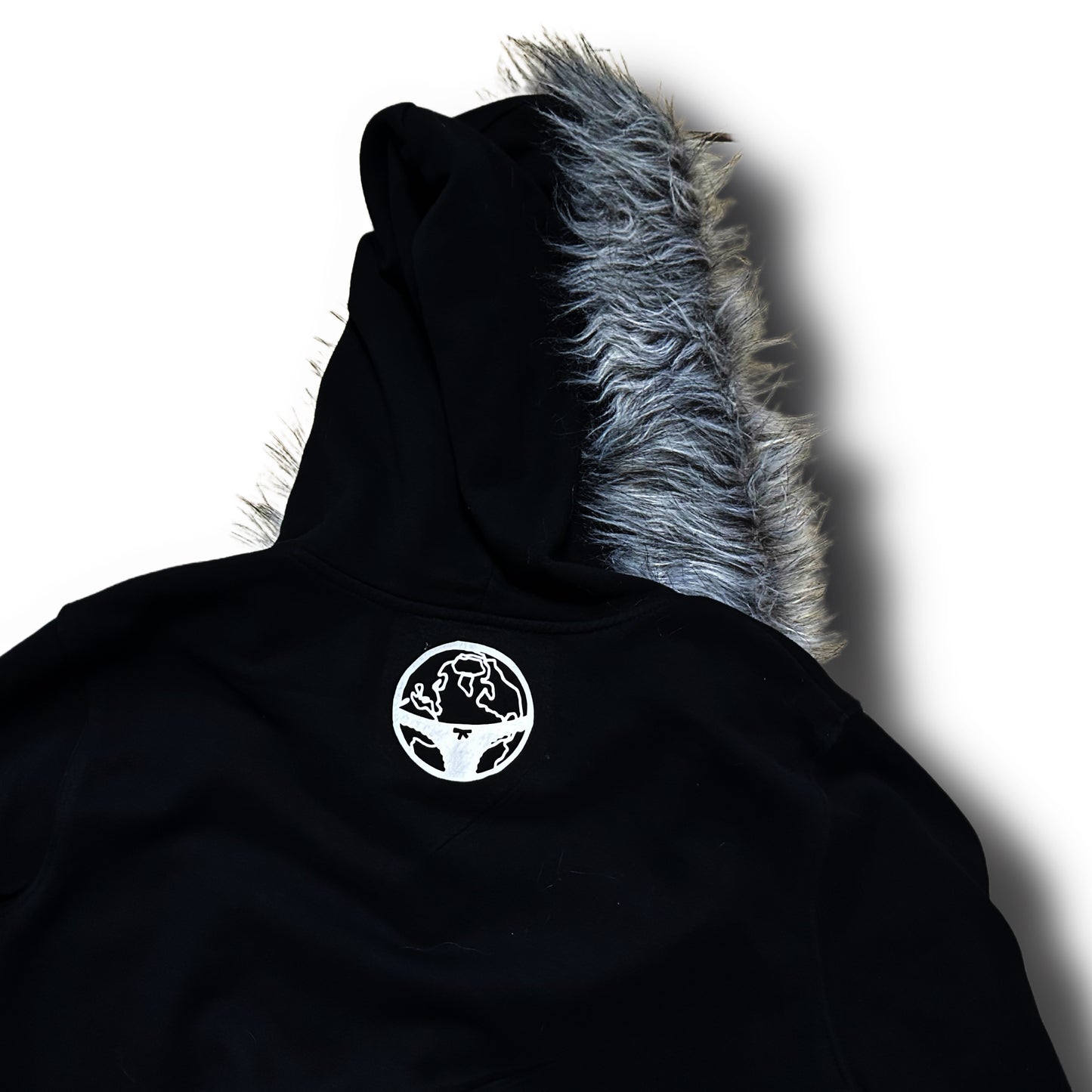 Black “Fuck Fake Love” Fur Hoodie (L)