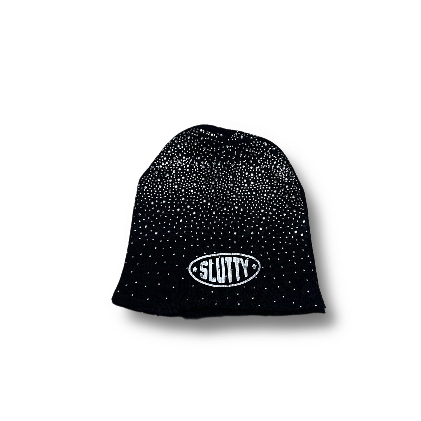 Black Slutty Rhinestone Beanie