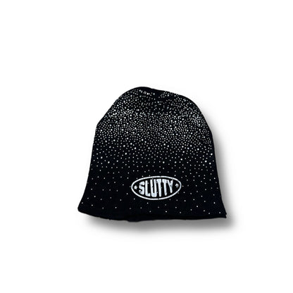 Black Slutty Rhinestone Beanie