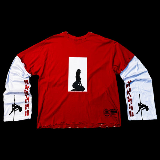 Cropped Layered Long-sleeve T-Shirt (XL)