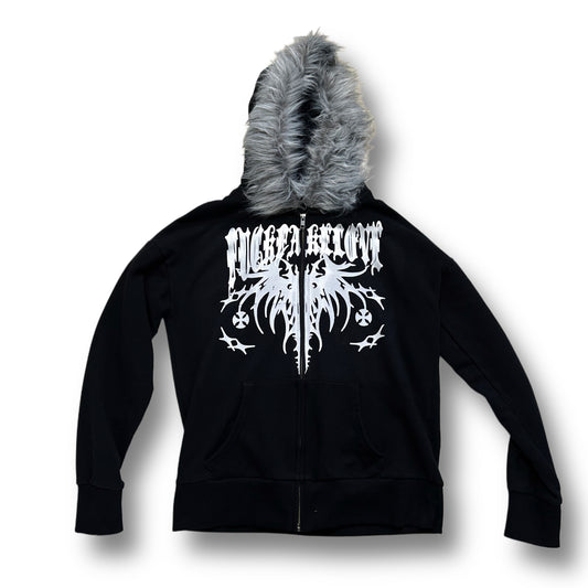 Black “Fuck Fake Love” Fur Hoodie (S)