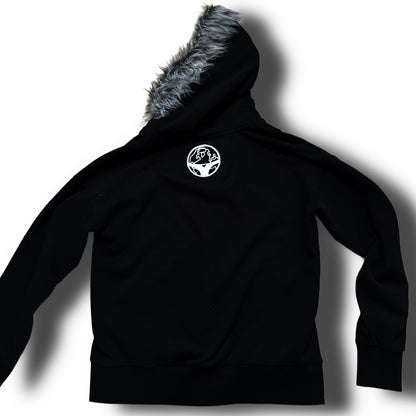 Black “Fuck Fake Love” Fur Hoodie (S)