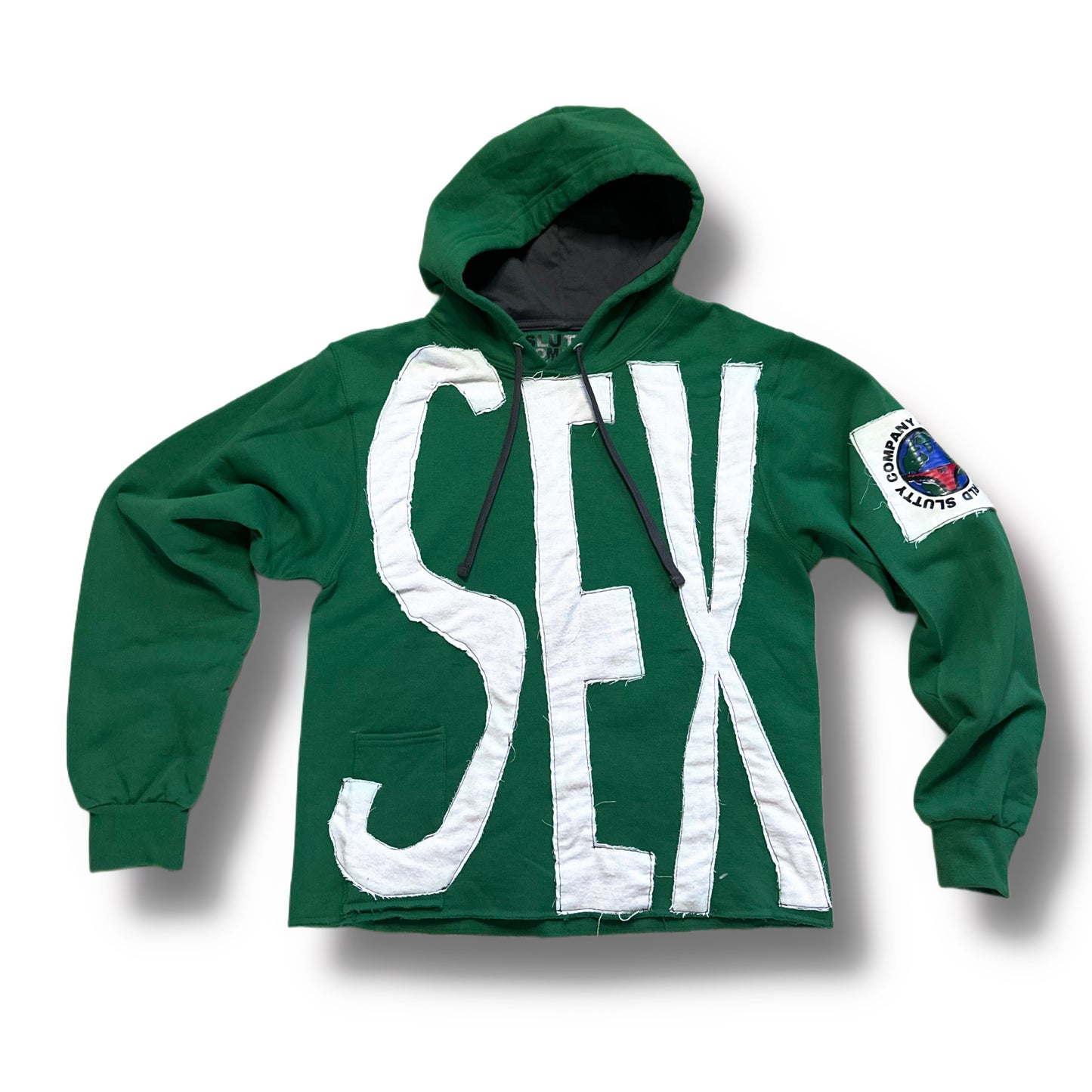 Green SEX Cropped Hoodie (S)