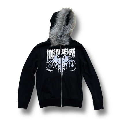 Black “Fuck Fake Love” Fur Hoodie (S)
