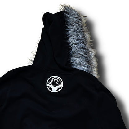 Black “Fuck Fake Love” Fur Hoodie (S)