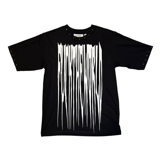 Black FUCKTHEWORLD boxy/oversized tee w/rhinestones (S)