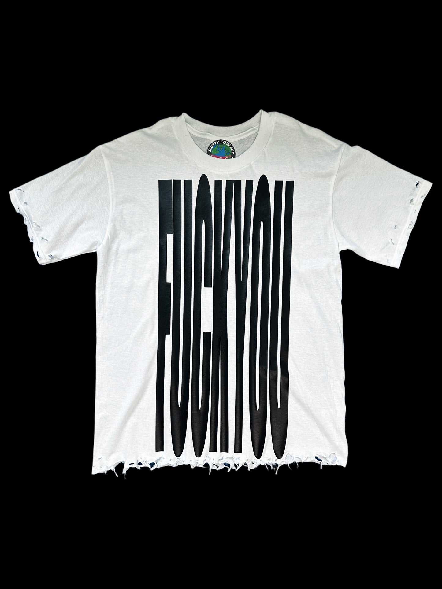 FUCKYOU Cropped/Distressed T-Shirt (L)