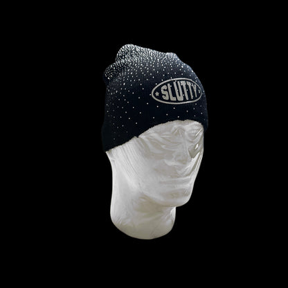 Black Slutty Rhinestone Beanie